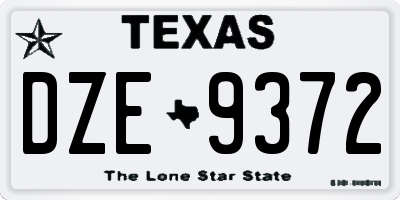 TX license plate DZE9372
