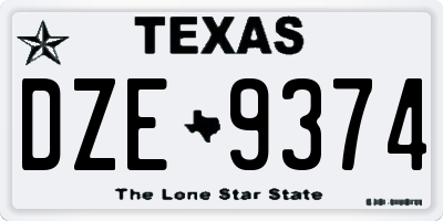 TX license plate DZE9374