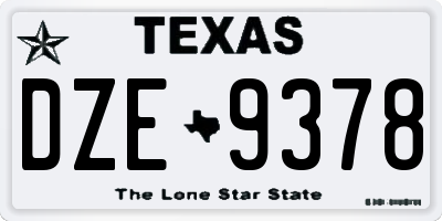 TX license plate DZE9378