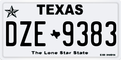 TX license plate DZE9383