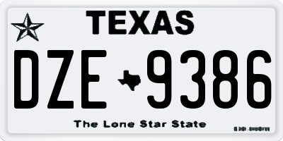 TX license plate DZE9386