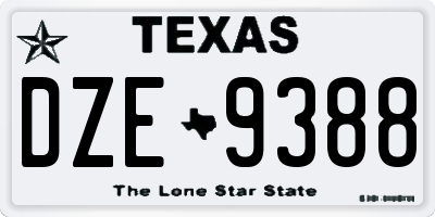 TX license plate DZE9388