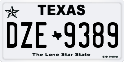 TX license plate DZE9389