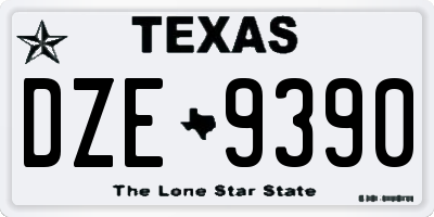 TX license plate DZE9390
