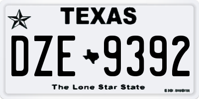 TX license plate DZE9392
