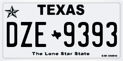 TX license plate DZE9393