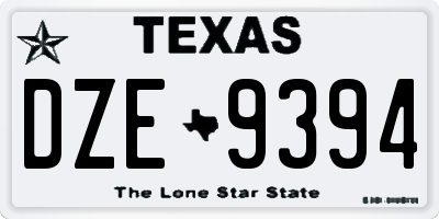 TX license plate DZE9394