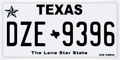 TX license plate DZE9396
