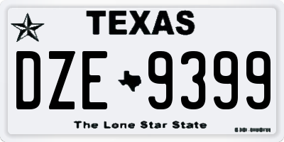 TX license plate DZE9399