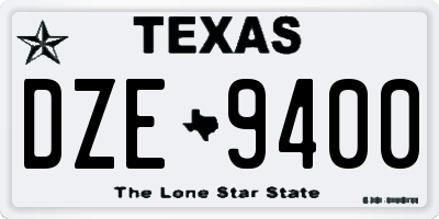 TX license plate DZE9400