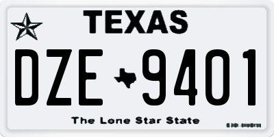 TX license plate DZE9401
