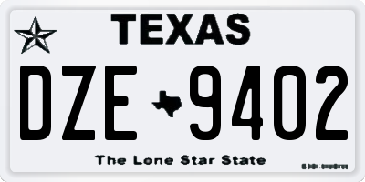 TX license plate DZE9402