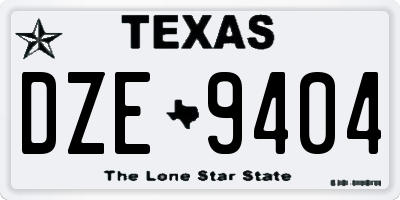 TX license plate DZE9404