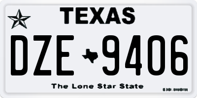 TX license plate DZE9406