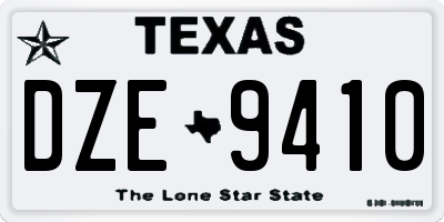 TX license plate DZE9410