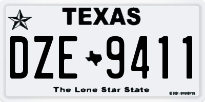 TX license plate DZE9411