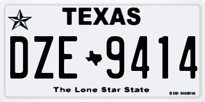 TX license plate DZE9414