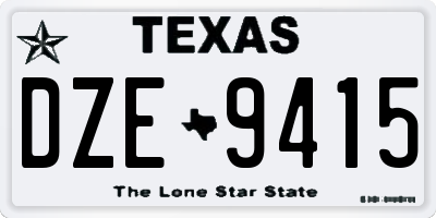 TX license plate DZE9415