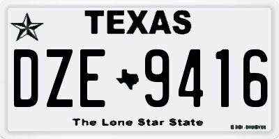 TX license plate DZE9416