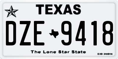 TX license plate DZE9418