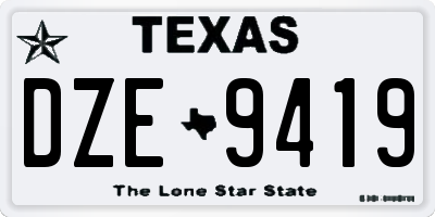 TX license plate DZE9419