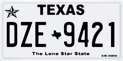 TX license plate DZE9421