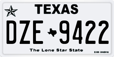 TX license plate DZE9422