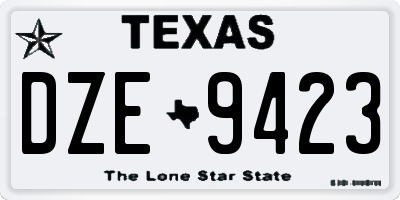 TX license plate DZE9423