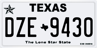 TX license plate DZE9430