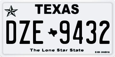 TX license plate DZE9432