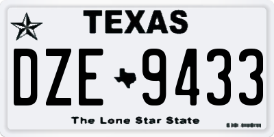 TX license plate DZE9433