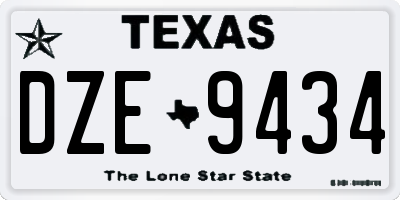 TX license plate DZE9434