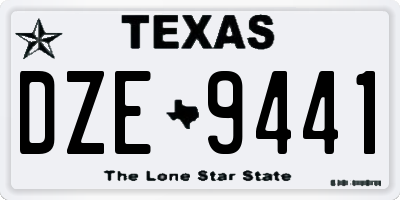 TX license plate DZE9441