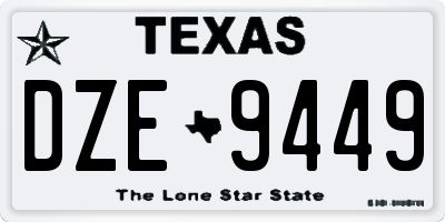 TX license plate DZE9449
