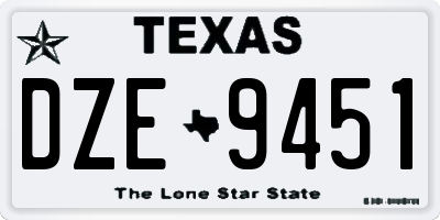TX license plate DZE9451