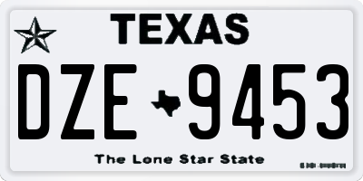 TX license plate DZE9453