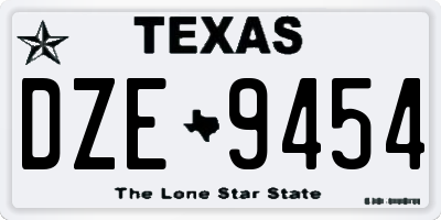TX license plate DZE9454