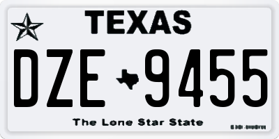 TX license plate DZE9455