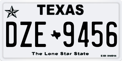TX license plate DZE9456