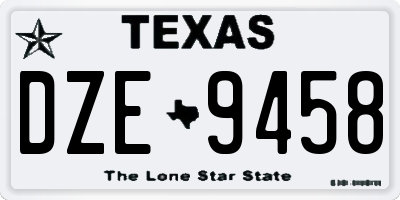 TX license plate DZE9458
