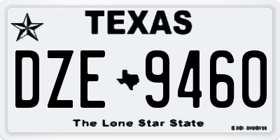 TX license plate DZE9460