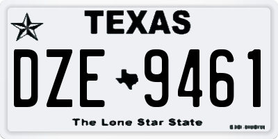 TX license plate DZE9461