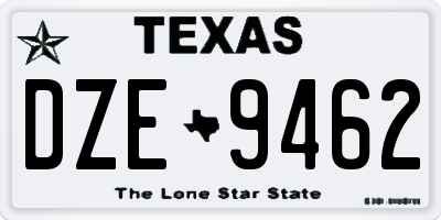 TX license plate DZE9462