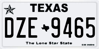 TX license plate DZE9465