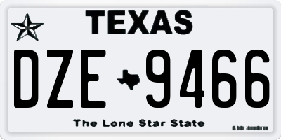 TX license plate DZE9466