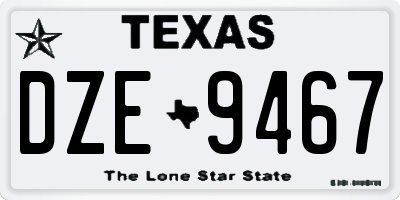 TX license plate DZE9467