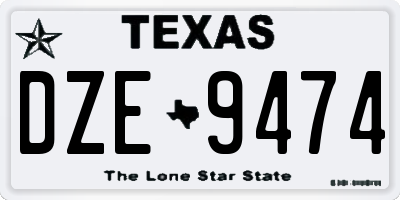 TX license plate DZE9474