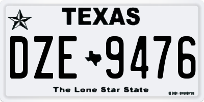 TX license plate DZE9476