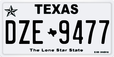 TX license plate DZE9477