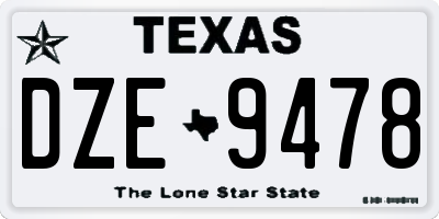 TX license plate DZE9478